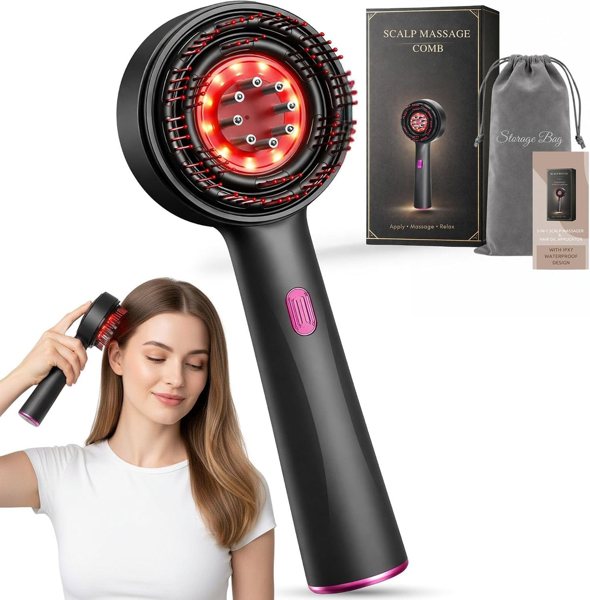 The Full Routine bundle — Rootly scalp massager, Sleeka straightening cream and Curlux automatic curler