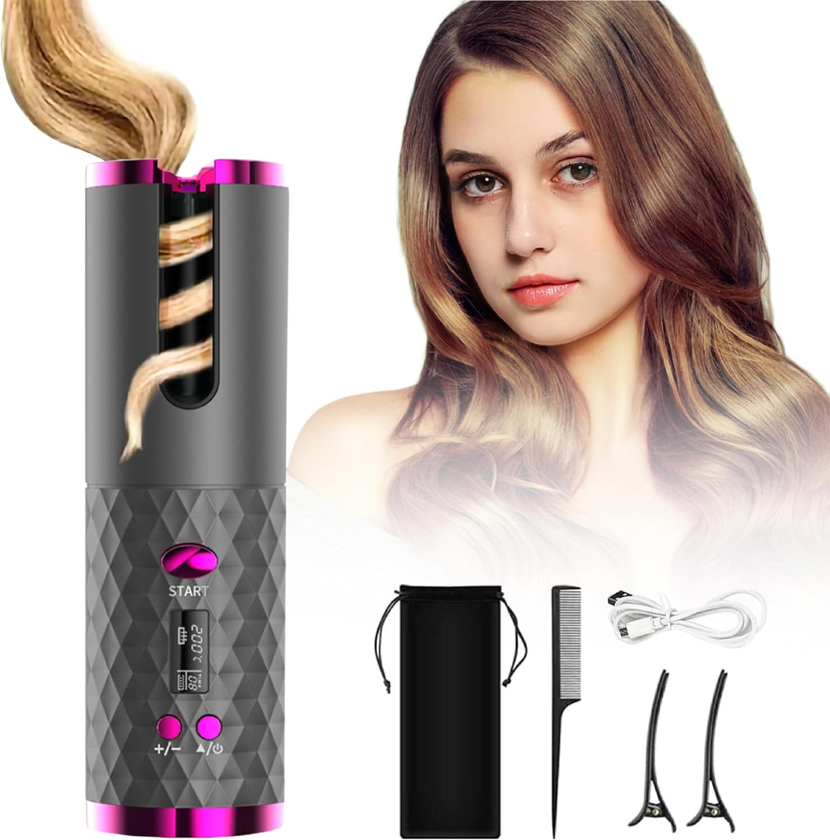 Curlux cordless automatic hair curler included in The Full Routine bundle