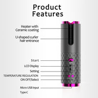 Curlux automatic hair curler with LED temperature and timer display